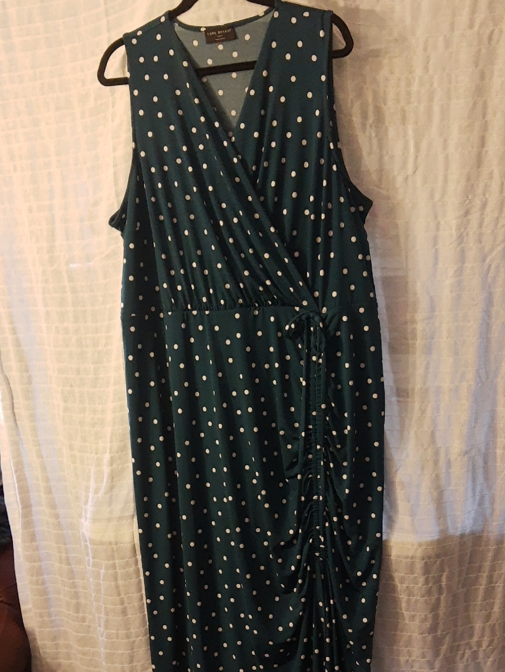 Lane Bryant Teal Polka Dot Sleeveless Wrap Maxi Dress